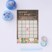 Rustic Pink Safari Animals Shower Bingo Game Card Flyer (Enkel)