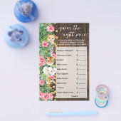 Rustic Pink Safari Guess Right Price Shower Game Flyer (Enkel)