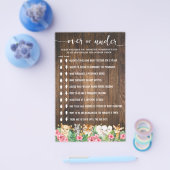 Rustic Pink Safari Over or Under Shower Game Card Flyer (Enkel)