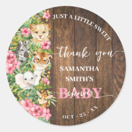 Rustic Pink Safari Shower Thank You Party Favor Ronde Sticker