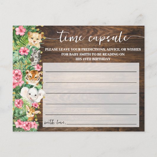 Rustic Pink Safari Time Capsule Baby Shower Card Flyer (Voorkant)