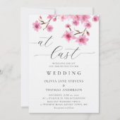 Rustic Pink Spring Cherry Blossom op laatste bruil Kaart (Voorkant)