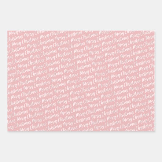 Rustic Pink Tartan Pset Merry Kerstmis Pattern Inpakpapier Vel (Voorkant 2)