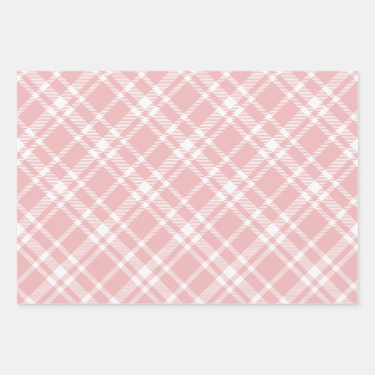 Rustic Pink Tartan Pset Merry Kerstmis Pattern Inpakpapier Vel (Voorkant)