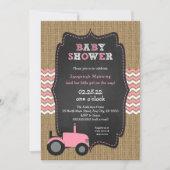 Rustic Pink Tractor meisje Baby shower Kaart (Voorkant)