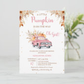 Rustic Pink Truck Little Pumpkin Baby shower Kaart (Staand voorkant)