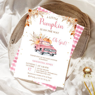 Rustic Pink Truck Little Pumpkin Baby shower Kaart