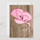 Rustic Pink Watercolor Poppies Quinceañera Kaart (Achterkant)