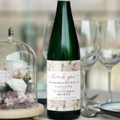 Rustic Pink Waterverf Floral Hartelijk dank voor h Wijn Etiket