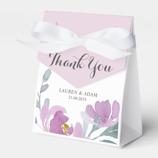 Rustic Pink Waterverf Floral Wedding Bedankdoosjes (Voorkant Zijde)
