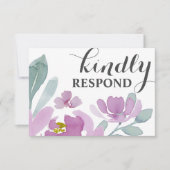 Rustic Pink Waterverf Floral Wedding RSVP Kaartje (Voorkant)