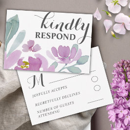 Rustic Pink Waterverf Floral Wedding RSVP Kaartje