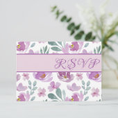 Rustic Pink Waterverf Floral Wedding RSVP Kaartje (Staand voorkant)
