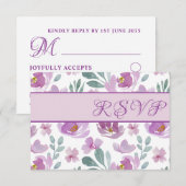 Rustic Pink Waterverf Floral Wedding RSVP Kaartje (Voorkant / Achterkant)