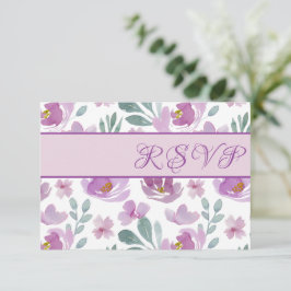 Rustic Pink Waterverf Floral Wedding RSVP Kaartje