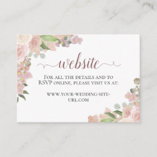 Rustic Pink Waterverf Rozen Wedding Website Informatiekaartje