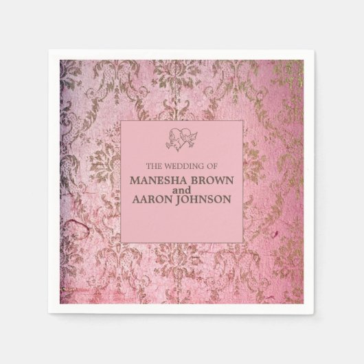 RUSTIC PINK - Weddenschap Cocktail Napkin Servet (Voorkant)