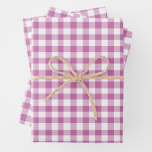 Rustic Pink White Gingham Checkered Pattern Inpakpapier Vel (In situ)
