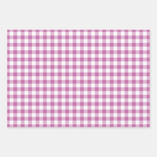 Rustic Pink White Gingham Checkered Pattern Inpakpapier Vel (Voorkant)
