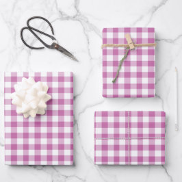 Rustic Pink White Gingham Checkered Pattern Inpakpapier Vel
