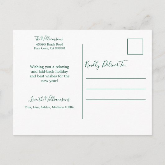 Rustic Pink White Poinsettia Foliage Photo Holiday Briefkaart (Achterkant)