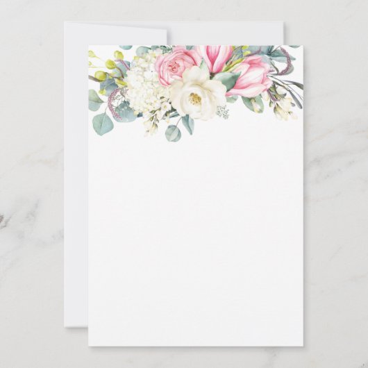 Rustic Pink White Rose Magnolia Hydrangea Wedding Kaart (Achterkant)