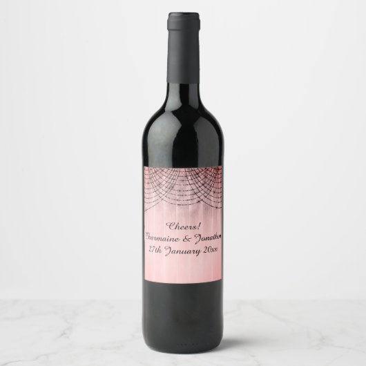 RUSTIC PINK WHITEWASHED TIMBER WINE ETIKET (Voorkant)