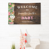 Rustic Pink Wild Safari Welcome Baby Shower Banner (Insitu)