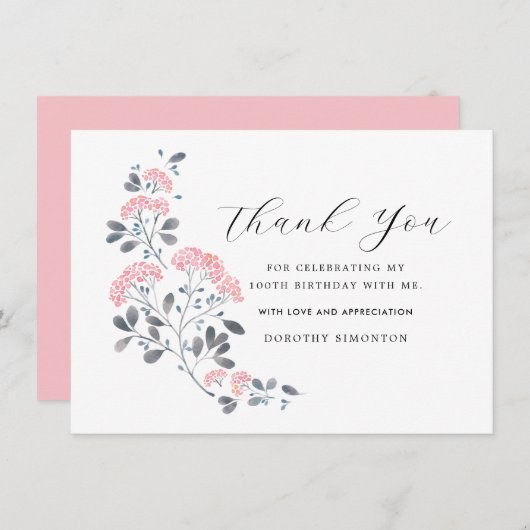 Rustic Pink Wildflower 100th Birthday Hartelijk da (Voorkant / Achterkant)