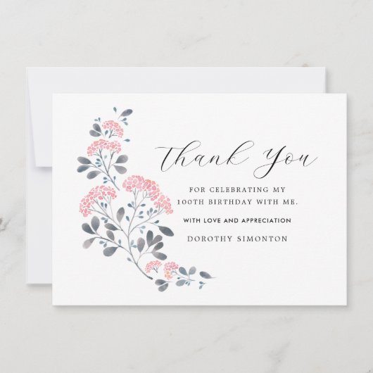 Rustic Pink Wildflower 100th Birthday Hartelijk da (Voorkant)