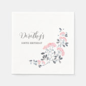Rustic Pink Wildflower 100th Birthday Party Servet (Voorkant)