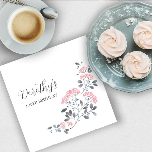 Rustic Pink Wildflower 100th Birthday Party Servet