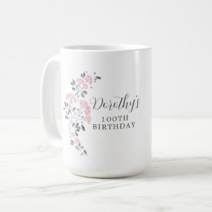 Rustic Pink Wildflower Floral 100th Birthday Gift Koffiemok