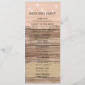 Rustic Pink Wood and Lantern Wedding Programmakaart (Achterkant)
