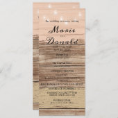 Rustic Pink Wood and Lantern Wedding Programmakaart (Voorkant / Achterkant)