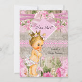 Rustic Pink Wood Burlap Baby shower Blonde Kaart (Voorkant)