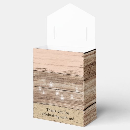 Rustic Pink Wood en Lantern Bedankdoosjes (Geopend)
