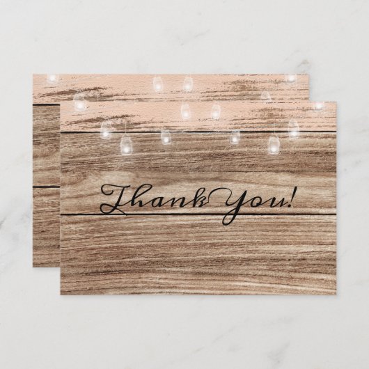 Rustic Pink Wood en Lantern Bedankkaart (Voorkant / Achterkant)