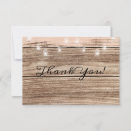 Rustic Pink Wood en Lantern Bedankkaart
