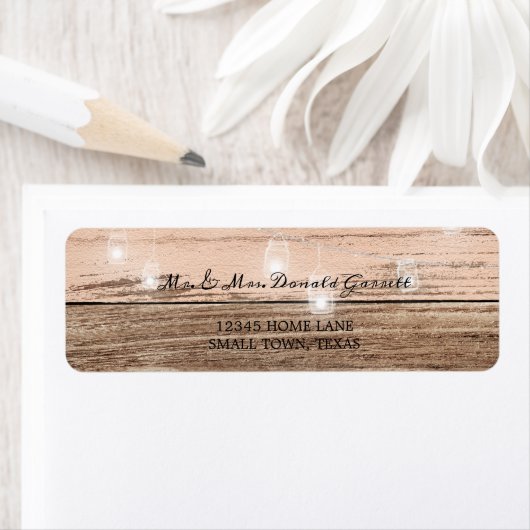 Rustic Pink Wood en Lantern Etiket (Insitu)