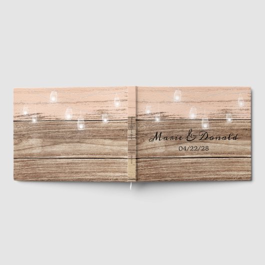 Rustic Pink Wood en Lantern Gastenboek (Volledig)