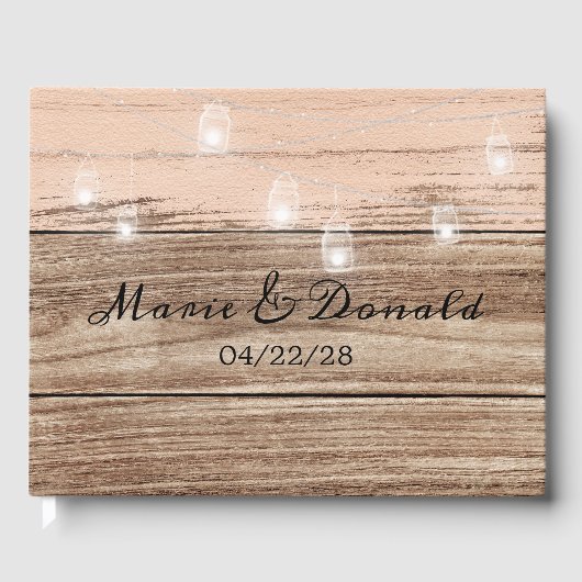 Rustic Pink Wood en Lantern Gastenboek (Voorkant)