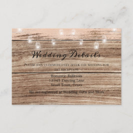Rustic Pink Wood en Lantern Informatiekaartje