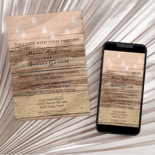 Rustic Pink Wood en Lantern Kaart