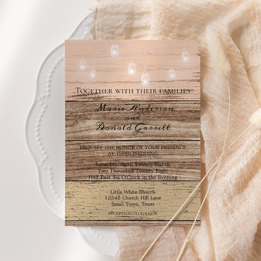 Rustic Pink Wood en Lantern Kaart