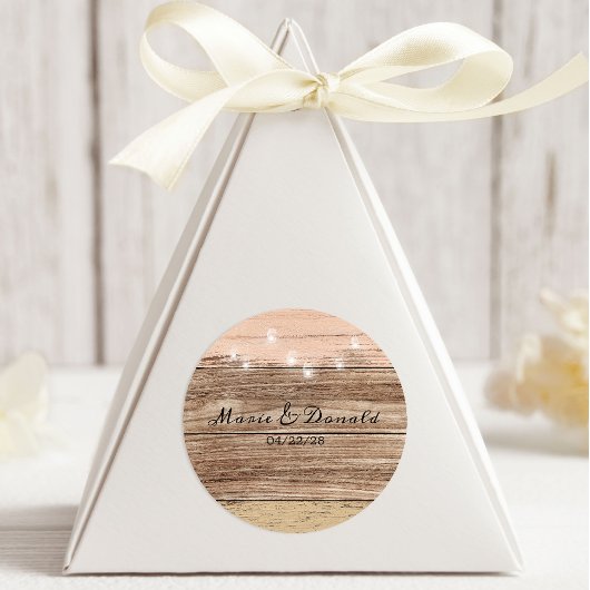 Rustic Pink Wood en Lantern Ronde Sticker