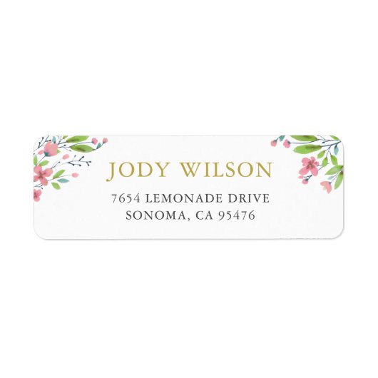 Rustic Pink Wreath Return Address Labels (Voorkant)