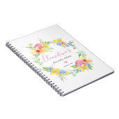 Rustic Pink Yellow Waterverf Floral Recipe Book Notitieboek (Rechterzijde)
