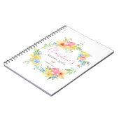 Rustic Pink Yellow Waterverf Floral Recipe Book Notitieboek (Linkerzijde)