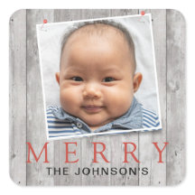 Rustic Pinned Photo Merry Holiday